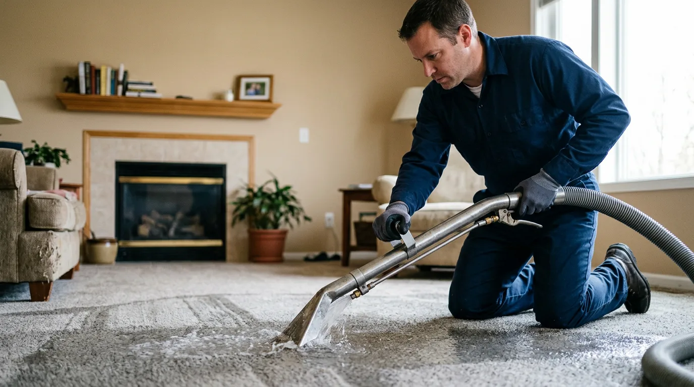 Water damage restoration technician working near Coloma, MI